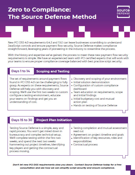 Whitepaper: Zero to Compliance - the Source Defense Method