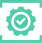 Green icon showing gears with a checkmark in the center